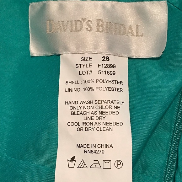 🆕 David’s Bridal 26 short chiffon flowy dress “mermaid” teal beaded straps NWT! - Picture 7 of 8